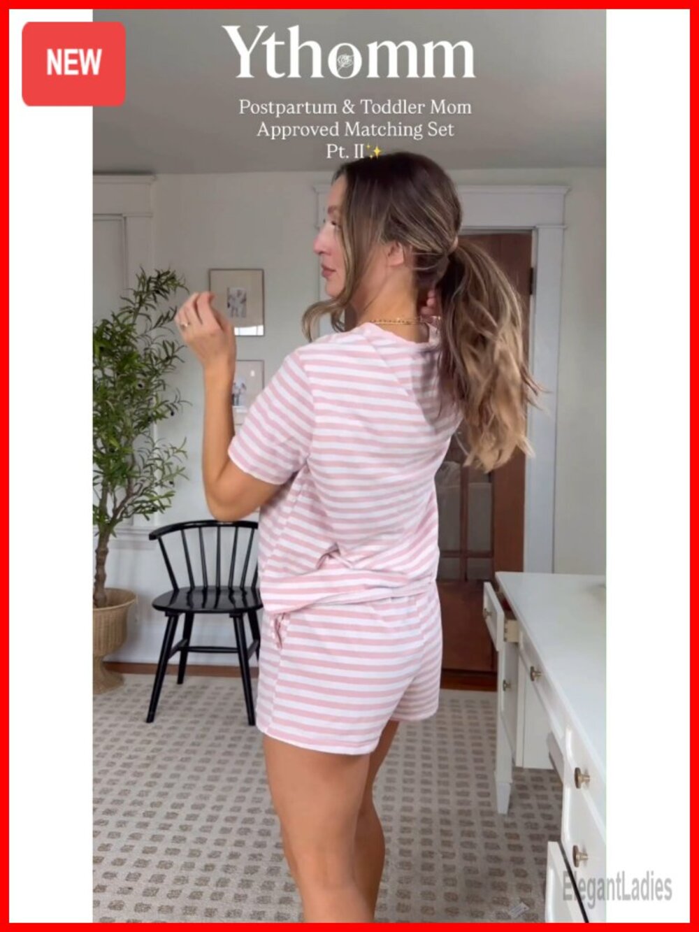 Cotton Blend Striped Pajama Shorts Set 2 Piece Lounge Outfits - Picture 6 of 7